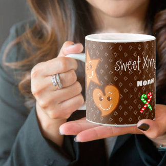lieve XmaS Gingerbrood Pals-Candy Cane Custom Text Koffiemok