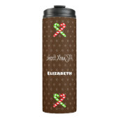 lieve XmaS Gingerbrood Pals-Candy Cane Custom Text Thermosbeker (Voorkant)