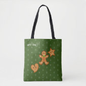 lieve XmaS Gingerbrood Pals-Candy Cane Custom Text Tote Bag (Voorkant)