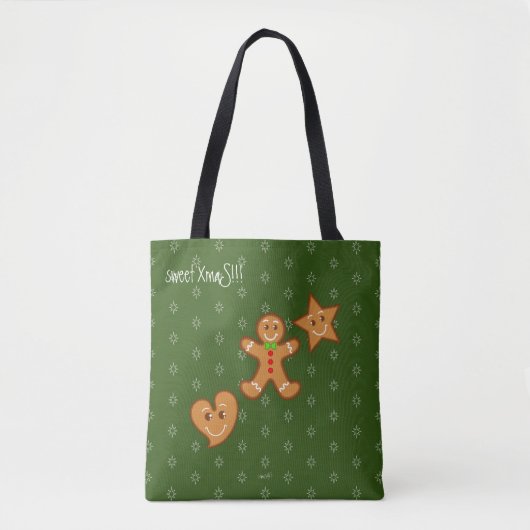 lieve XmaS Gingerbrood Pals-Candy Cane Custom Text Tote Bag (Voorkant)
