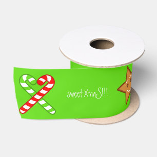 lieve XmaS-palen Aangepaste tekst op groen Satijnen Lint