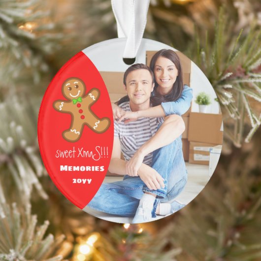 lieve XmaS peperkoek man Bewerkbare tekst-Rood Ornament (Boom)