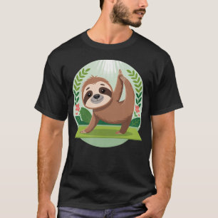 Lieve Yoga Luiaard Cartoon Ontspannende Houding Na T-shirt