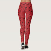 lieve yogahondpatroon rode achtergrond leggings (Achterkant)