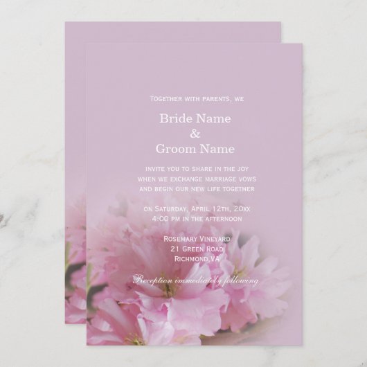 Lieve zachte roze kersen bloesem lentebruiloft kaart (Voorkant / Achterkant)