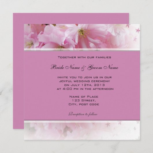 Lieve zachte roze kersen die op uitnodiging voor e (Voorkant / Achterkant)