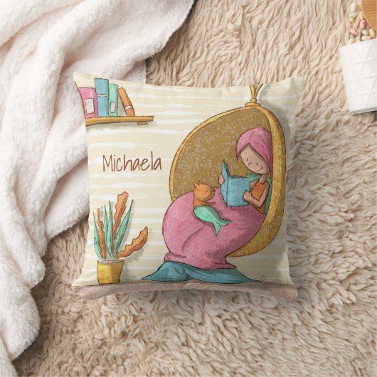 Lieve zeemeermin met kat Leeshoek Kussen (Deken)