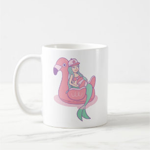 Lieve Zeemeermin op Flamingo Zwembad Drijver Grapp Koffiemok