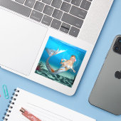 Lieve Zeemeermin Sticker (Laptop met iPhone)