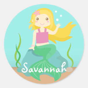 Lieve Zeemeermin uit de Oceaan, Voor Meisjes Ronde Sticker
