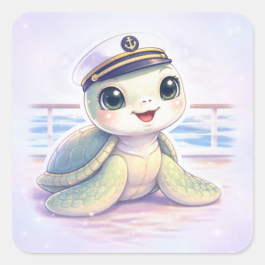 Lieve Zeeschildpad Kapitein Sticker (Voorkant)