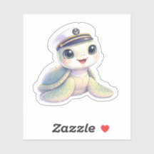 Lieve Zeeschildpad Kapitein Sticker