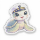 Lieve Zeeschildpad Kapitein Sticker (Voorkant)