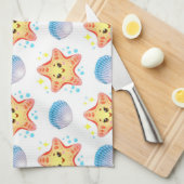Lieve Zeester en Schelpen Theedoek (Quarter Fold)