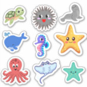Lieve Zeewezens - Stickerblad - Groot Sticker (Voorkant)