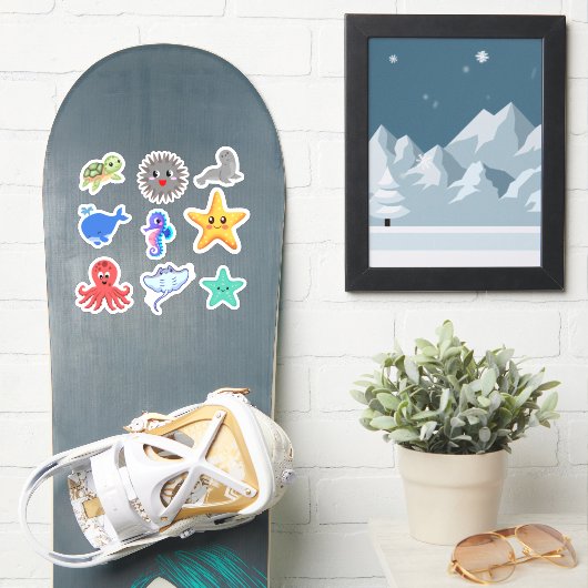 Lieve Zeewezens - Stickerblad - Groot Sticker (Snowboard)