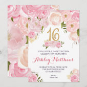lieve zestien 16 jarig Bloemen Uitnodiging, Kaart (Voorkant / Achterkant)