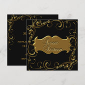 Lieve Zestien 16 Verjaardag Elegante Zwarte Goud Kaart (Voorkant / Achterkant)