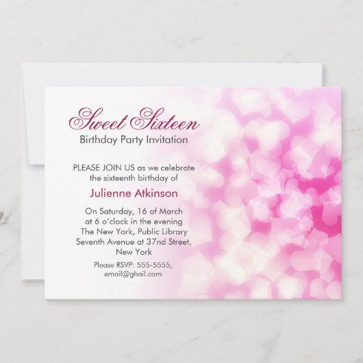 lieve zestien verjaardagsfeestuitnodiging kaart (Voorkant)