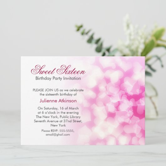 lieve zestien verjaardagsfeestuitnodiging kaart (Staand voorkant)