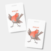 Lieve zingende roodborst vogel cartoon badge (Voor- en achterkant)