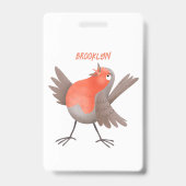 Lieve zingende roodborst vogel cartoon badge (Achterkant)