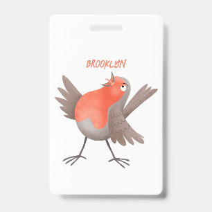 Lieve zingende roodborst vogel cartoon badge