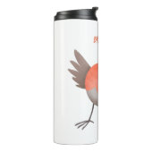 Lieve zingende roodborst vogel cartoon thermosbeker (Gedraaid links)