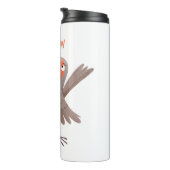 Lieve zingende roodborst vogel cartoon thermosbeker (Geroteerd rechts)