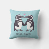 Lieve zoenende pinguïns, levenslange partner kussen (Achterkant)