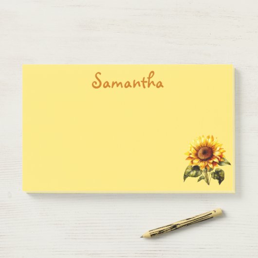 Lieve zonnebloem post-it® notes (Op bureau)