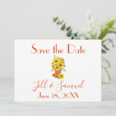 Lieve zonnebloem save the date (Staand voorkant)