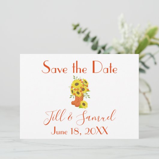 Lieve zonnebloem save the date (Staand voorkant)