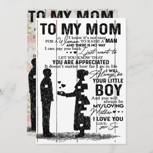 Lieve zoon voor mijn moeder cadeau | Leuk familieg Feestdagenkaart (Voorkant / Achterkant)