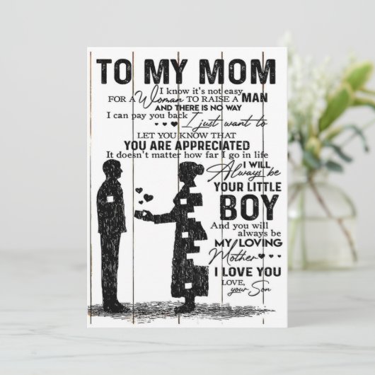 Lieve zoon voor mijn moeder cadeau | Leuk familieg Feestdagenkaart (Staand voorkant)