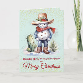 Lieve Zuidwestelijke Dessert Sneeuwman Kerstkaart Feestdagen Kaart