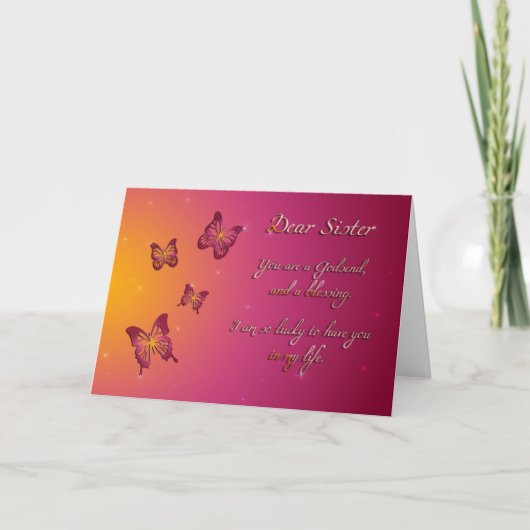 Lieve zus, Gelukkige verjaardag Kaart (Voorkant)