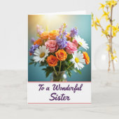 Lieve Zus Moederdag Bloem Kaart (Gele Bloem)