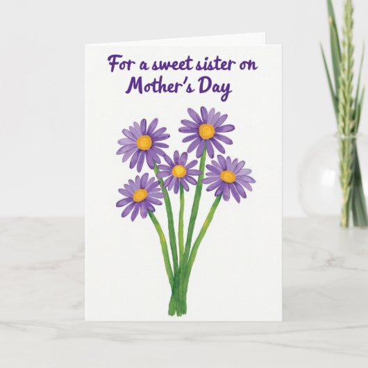 Lieve Zus Moederdag Bloemkaart Kaart (Voorkant)