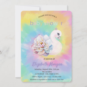 Lieve Zwanen Bloem Tie Dye Baby Shower Kaart