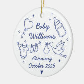 Lieve zwangerschapsaankondiging keramisch ornament (Links)