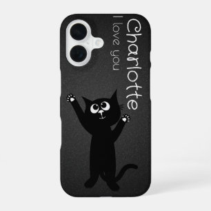 Lieve zwarte cartoon katten naam houtskool Case-Ma iPhone 16 Hoesje