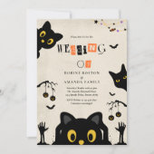 Lieve Zwarte Kat Halloween Bruiloft Kaart (Voorkant)
