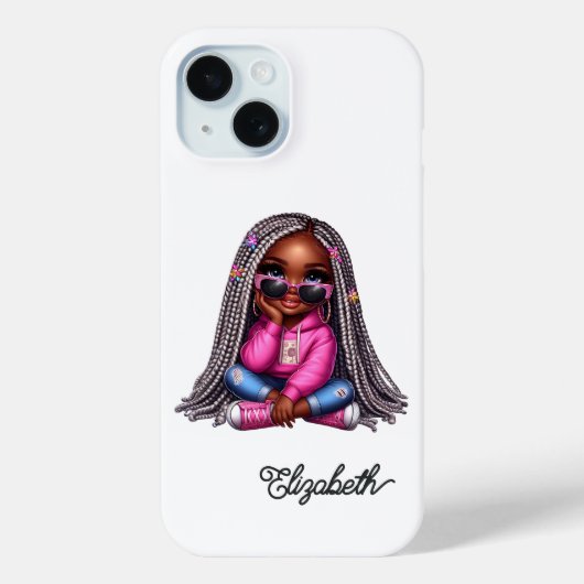 Lieve Zwarte Meisje Kunst Case-Mate iPhone Case (Achterkant)