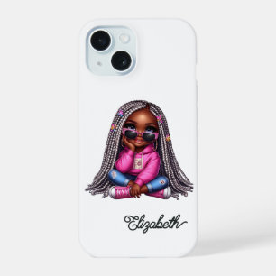 Lieve Zwarte Meisje Kunst iPhone 15 Case