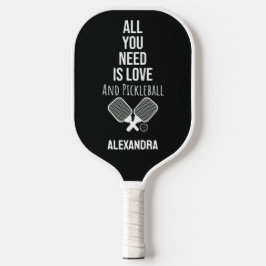 Lieve Zwarte Typografie Modern Pickleball Paddle