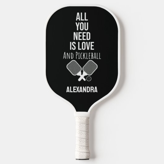 Lieve Zwarte Typografie Modern Pickleball Paddle (Voorkant)