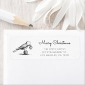 Lieve Zwarte Witte Vogel Kerst Retouradres Etiket (Insitu)