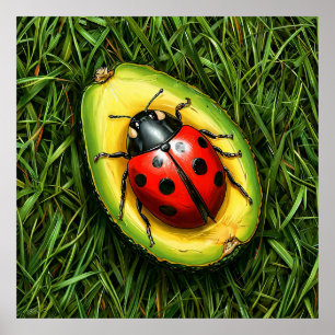 Lieveboefje op Gras Avocado Natuur Mini Wereld Poster