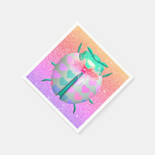 Lieveboompje mooie harten leuk glitters servet (Hoek)